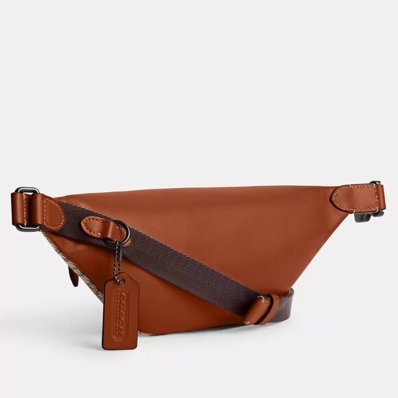 🥰 Coach Charter Belt Bag 7 In Micro Signature Jacquard Cocoa/Burnished Amber - Picture 2 of 11